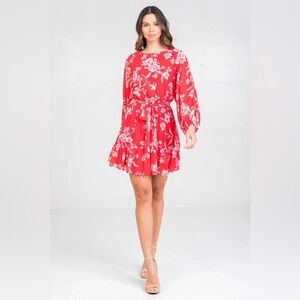 Flying Tomato Floral long sleeve ruffle mini dress Small